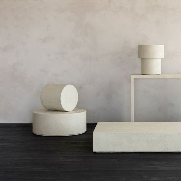 TABLE BASSE 60 CM ELEMENTS MICROCIMENT BEIGE