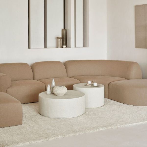 TABLE BASSE 80 CM ELEMENTS MICROCIMENT BEIGE