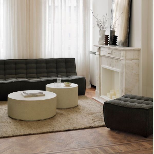 TABLE BASSE 80 CM ELEMENTS MICROCIMENT BEIGE