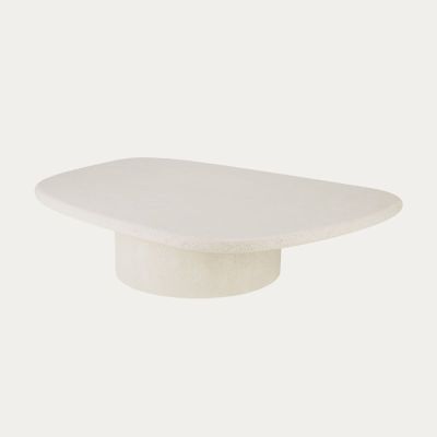 TABLE BASSE 134 CM X 96 CM ELEMENTS MICROCIMENT BEIGE