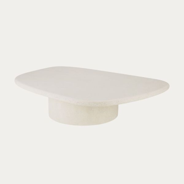 TABLE BASSE 134 CM X 96 CM ELEMENTS MICROCIMENT BEIGE
