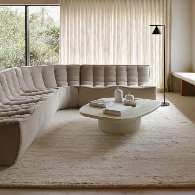 TABLE BASSE 134 CM X 96 CM ELEMENTS MICROCIMENT BEIGE 2