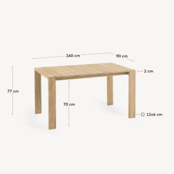 MESA DE JARDIM VITÓRIA EM MADEIRA MACIÇA DE TECA 160 X 90 CM
