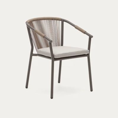 CHAISE DE JARDIN XELIDA ALUMINIUM ET CORDE MARRON