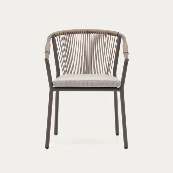 CHAISE DE JARDIN XELIDA ALUMINIUM ET CORDE MARRON