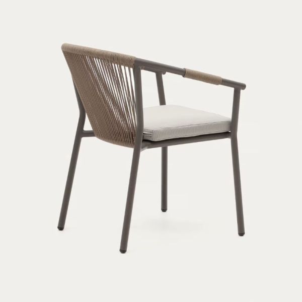 CHAISE DE JARDIN XELIDA ALUMINIUM ET CORDE MARRON