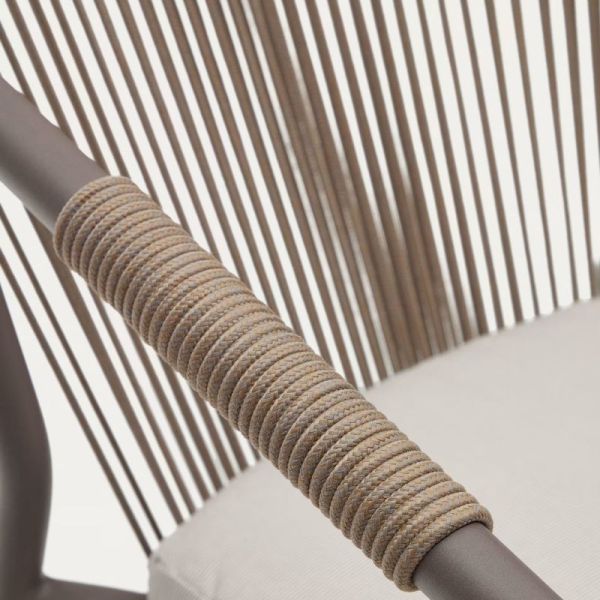CHAISE DE JARDIN XELIDA ALUMINIUM ET CORDE MARRON
