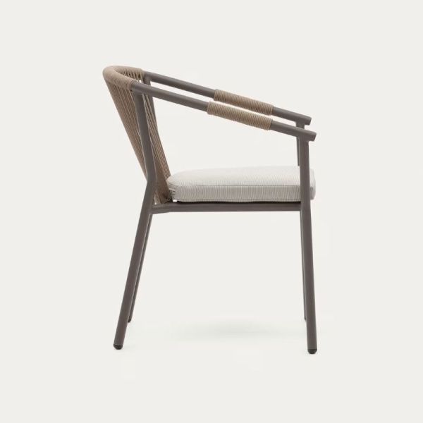 CHAISE DE JARDIN XELIDA ALUMINIUM ET CORDE MARRON