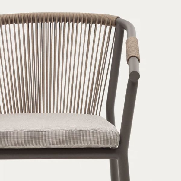 CHAISE DE JARDIN XELIDA ALUMINIUM ET CORDE MARRON