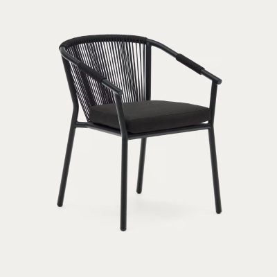  CHAISE DE JARDIN XELIDA ALUMINIUM ET CORDE NOIRE