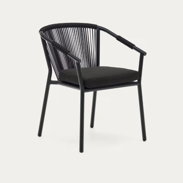  CHAISE DE JARDIN XELIDA ALUMINIUM ET CORDE NOIRE