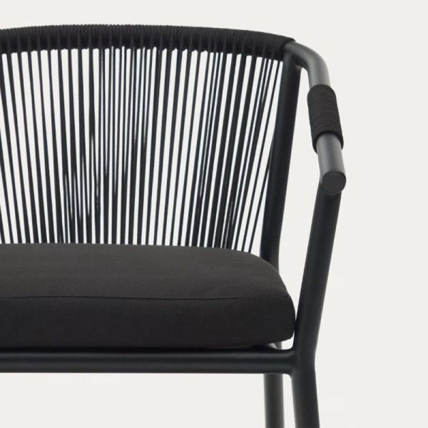  CHAISE DE JARDIN XELIDA ALUMINIUM ET CORDE NOIRE