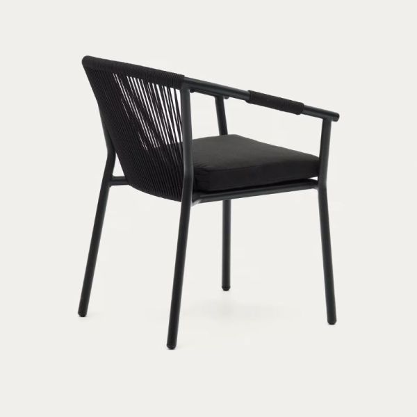  CHAISE DE JARDIN XELIDA ALUMINIUM ET CORDE NOIRE