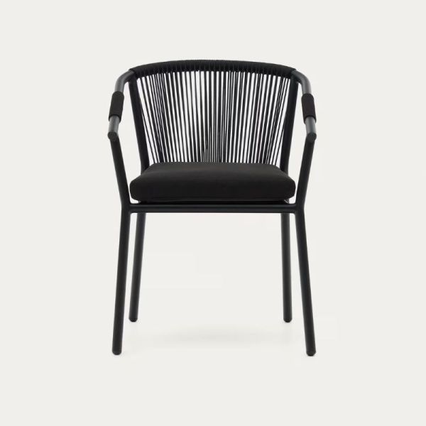  CHAISE DE JARDIN XELIDA ALUMINIUM ET CORDE NOIRE