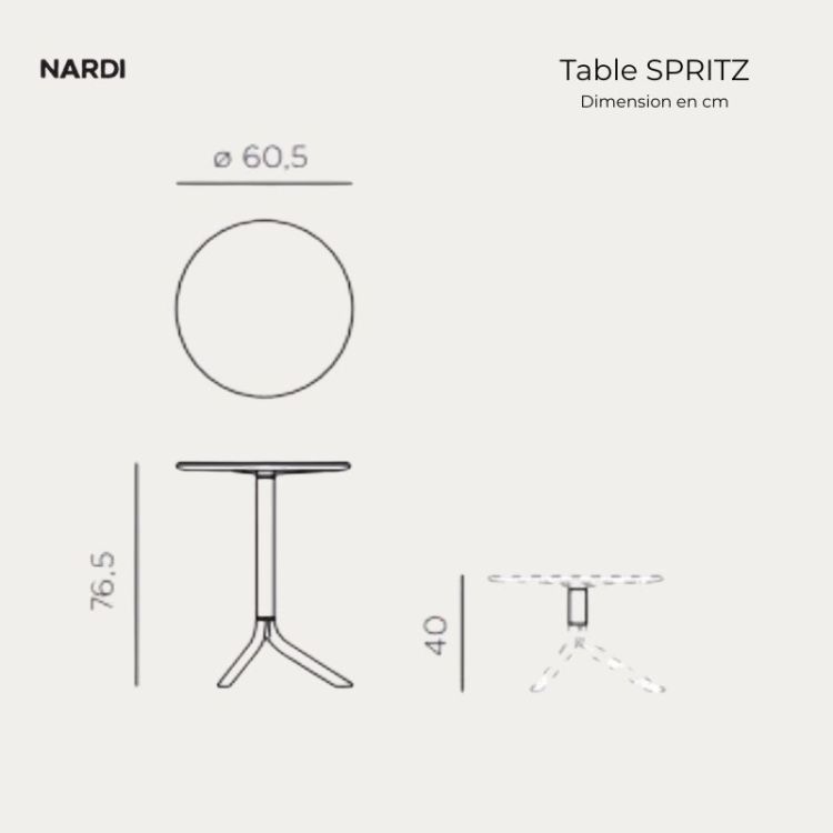 TABLE SPRITZ RELEVABLE ROUGE