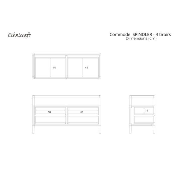 COMMODE SPINDLE 150 CM X 56 CM CHÊNE 