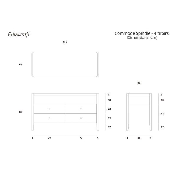 COMMODE SPINDLE 150 CM X 56 CM CHÊNE 