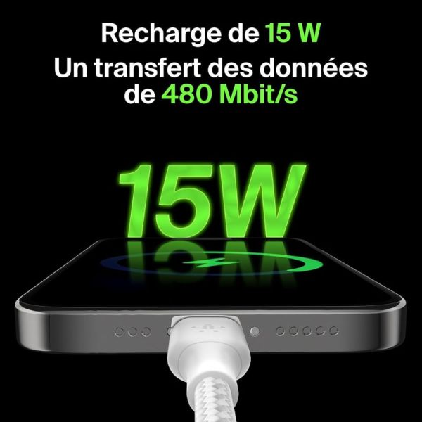 CABLE BOOST CHARGE USB-C VERS USB-C 2M BLANC