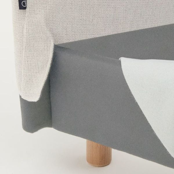 CADRE DE LIT DEHOUSS VALMA 180 X 200 CM CHENILLE PERLE - 4 COLIS