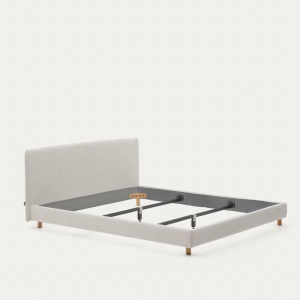 CADRE DE LIT DEHOUSS VALMA 180 X 200 CM CHENILLE PERLE - 4 COLIS