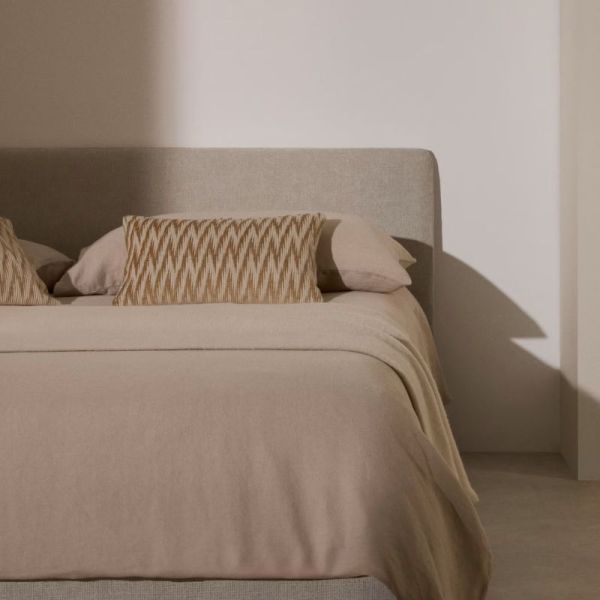 CADRE DE LIT DEHOUSS VALMA 180 X 200 CM CHENILLE PERLE - 4 COLIS