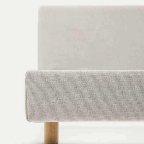 CADRE DE LIT DEHOUSS VALMA 180 X 200 CM CHENILLE PERLE - 4 COLIS