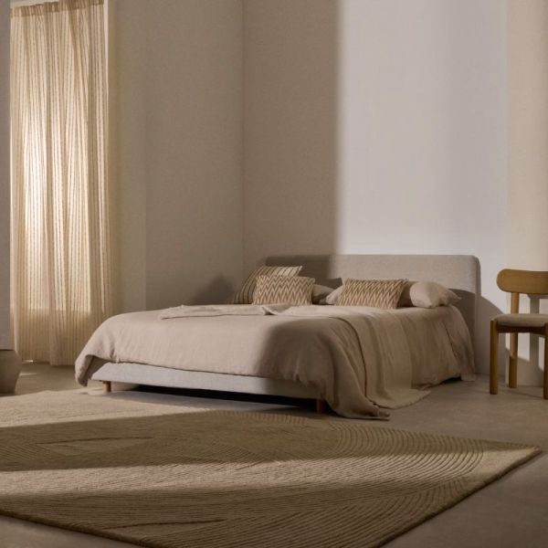 CADRE DE LIT DEHOUSS VALMA 180 X 200 CM CHENILLE PERLE - 4 COLIS
