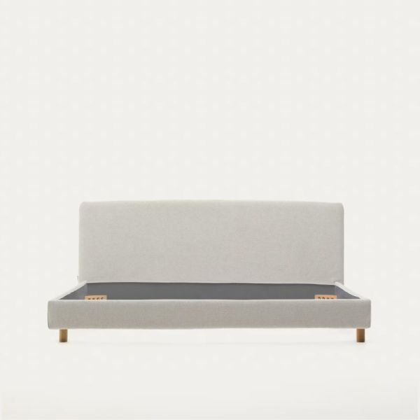 CADRE DE LIT DEHOUSS VALMA 180 X 200 CM CHENILLE PERLE - 4 COLIS