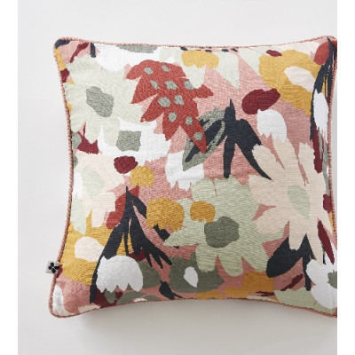 COUSSIN DEHOUSSABLE AVEC PASSPOIL 45 X 45 CM GAZE DE COTON IMPRIME LEANE