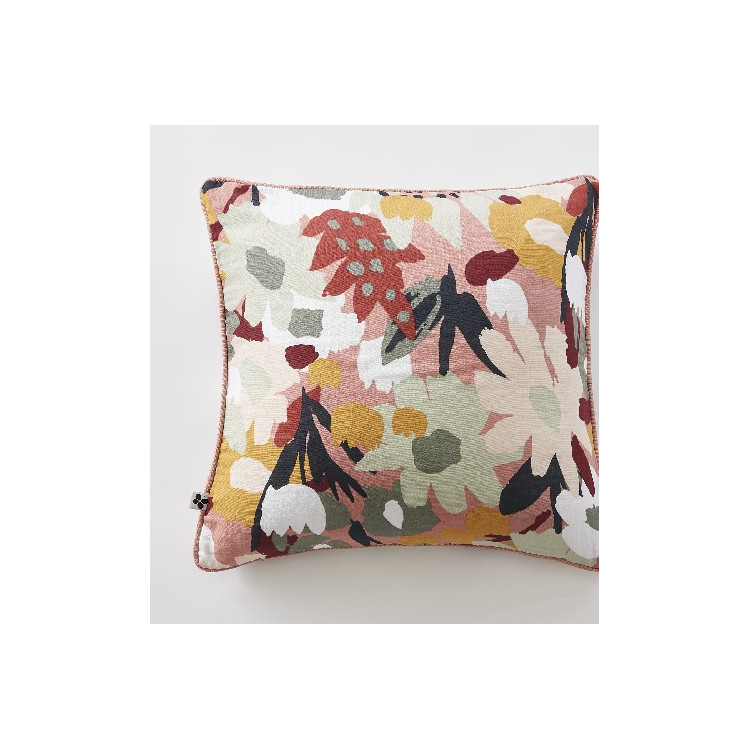 COUSSIN DEHOUSSABLE AVEC PASSPOIL 45 X 45 CM GAZE DE COTON IMPRIME LEANE