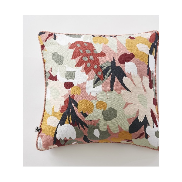COUSSIN DEHOUSSABLE AVEC PASSPOIL 45 X 45 CM GAZE DE COTON IMPRIME LEANE
