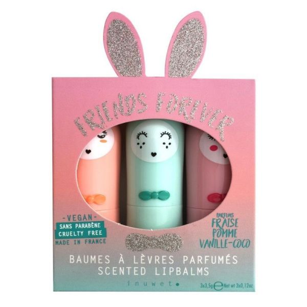 COFFRET BAUMES A LEVRES GLITTER 3 LAPINS AQUA
