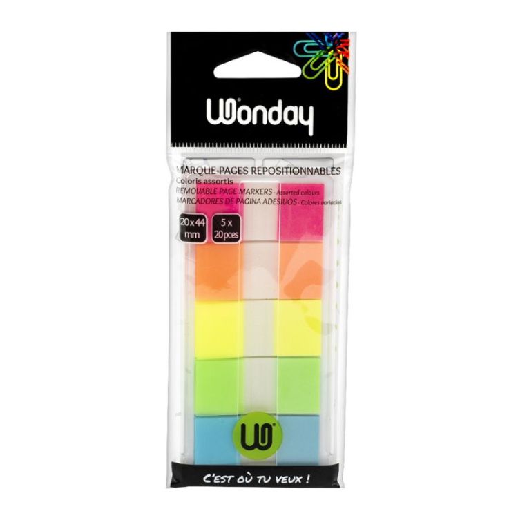 DISTRIBUTEUR 100 MARQUE-PAGES FLUO ET TRANSPARENTS
