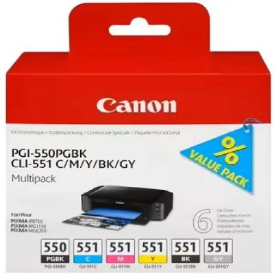 PGI-550+CLI-551 MULTIPACK PGBK/C/M/Y/BK/GY