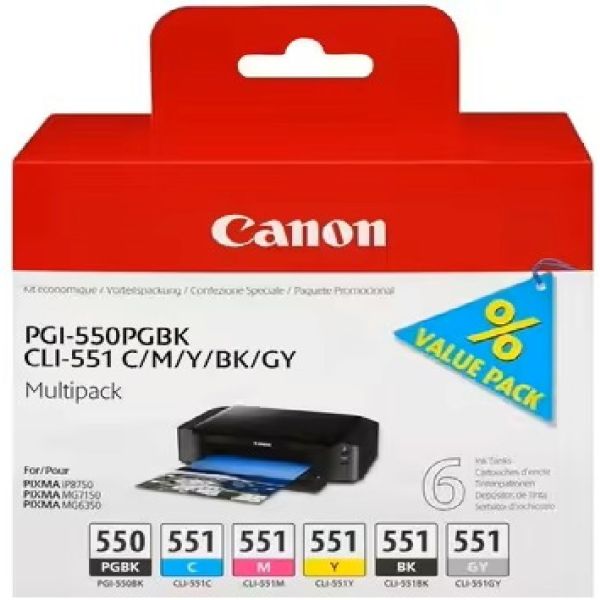 PGI-550+CLI-551 MULTIPACK PGBK/C/M/Y/BK/GY