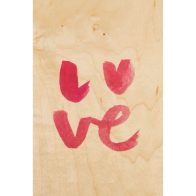 CARTE DE VOEUX LOVE PEINT EN ROUGE BOIS