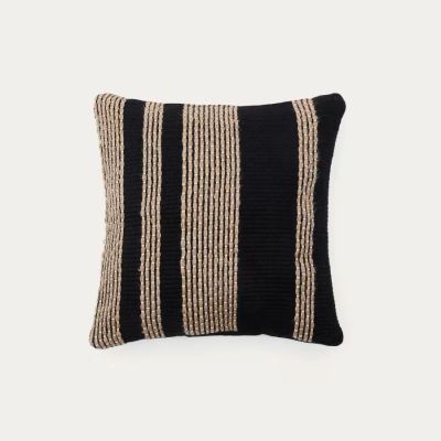 HOUSSE DE COUSSIN AYLIN EN COTON ET JUTE NOIR