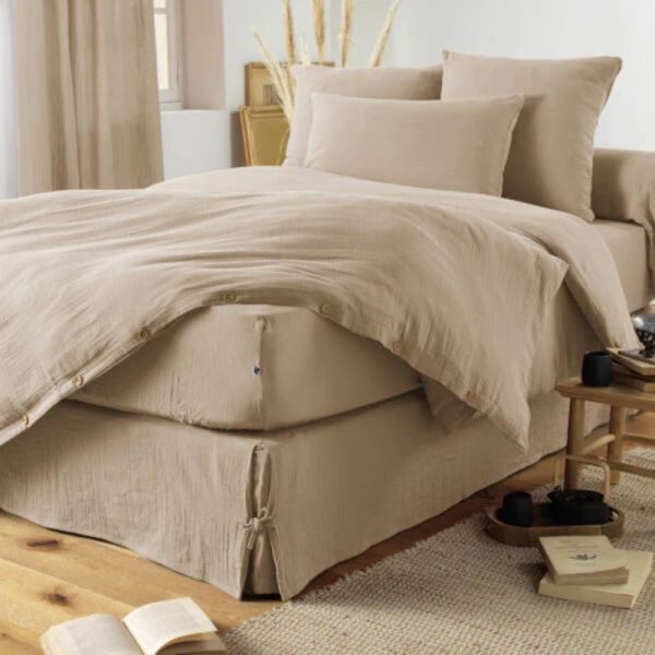CACHE-SOMMIER GAZE COTON UNIE GAIA 140 X 190 CM FICELLE