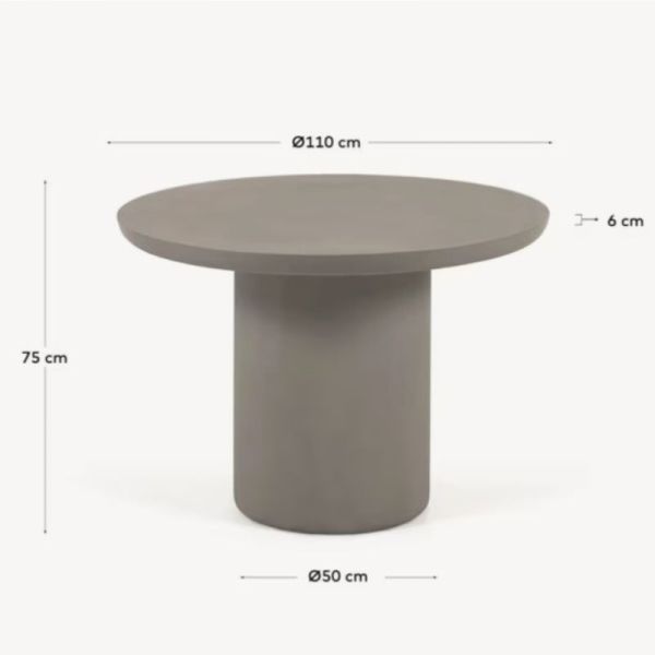 TABLE RONDE DE JARDIN TAIMI 110 CMEN CIMENT GRIS