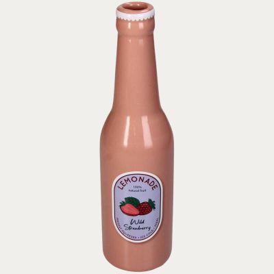 VASE BOUTEILLE LIMONADE FRAISE FAIENCE FINE