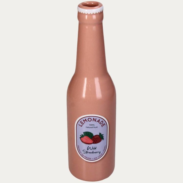 VASE BOUTEILLE LIMONADE FRAISE FAIENCE FINE