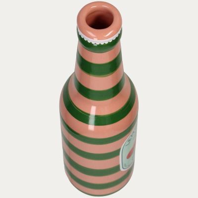 VASE BOUTEILLE LIMONADE ORANGE FAIENCE FINE 2