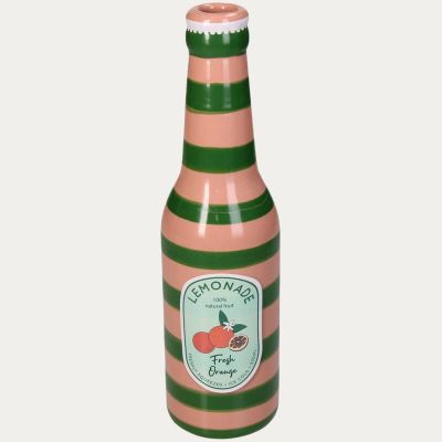 VASE BOUTEILLE LIMONADE ORANGE FAIENCE FINE