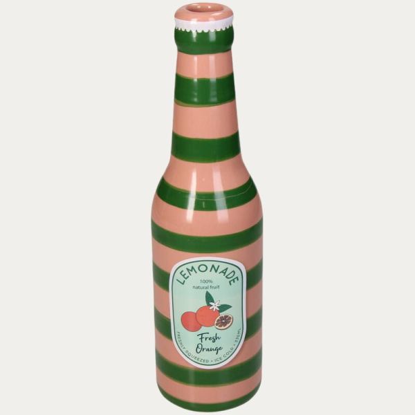 VASE BOUTEILLE LIMONADE ORANGE FAIENCE FINE