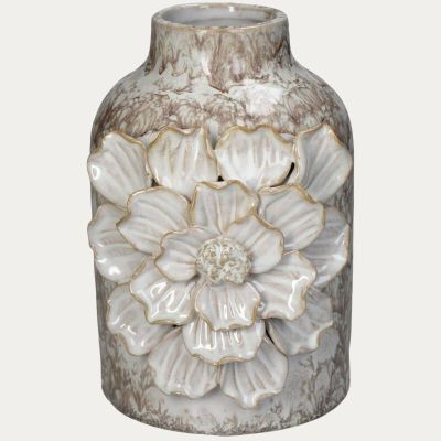 VASE BLANC EN GRES 14x13x18.5 CM 2