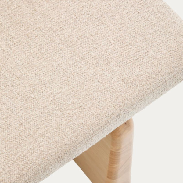 BANC TOPAZ 150 CM CHENILLE BEIGE ET FINITION BOIS